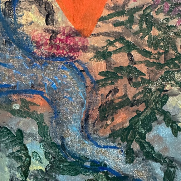 Vibrant Abstract Canvas with Blue and Orange by [Brand] - Picture 10 of 11